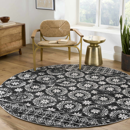 Kahraman Black&White Floral Washable Area Rug Rugs TriadCommerceInc