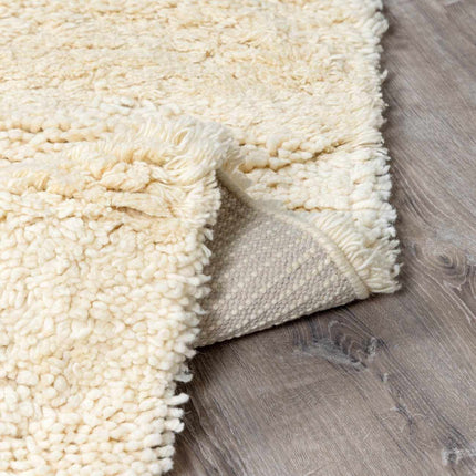 Kettering Solid Cream Wool Shag Rug Rugs TriadCommerceInc