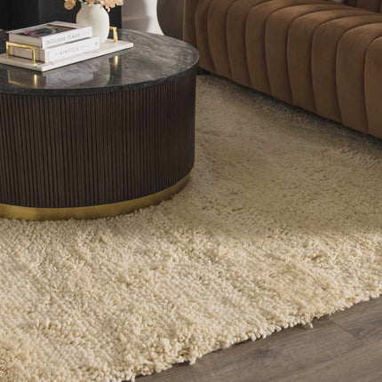 Kettering Solid Cream Wool Shag Rug Rugs TriadCommerceInc