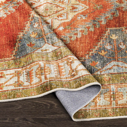 Kullar Orange Washable Area Rug Rugs TriadCommerceInc