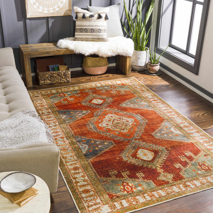Kullar Orange Washable Area Rug Rugs TriadCommerceInc