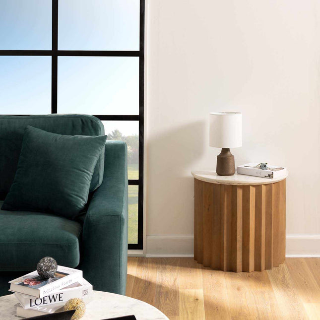 Kumlu Ribbed Ceramic White Table Lamp Table Lamps TriadCommerceInc
