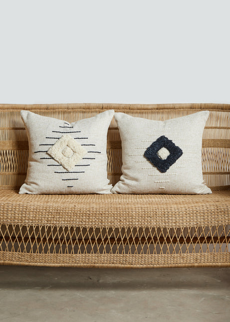 Khanya Throw Pillow in Grey and White Pillows TriadCommerceInc