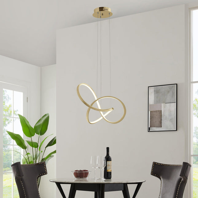 Knotted LED Dimmable Chandelier // Sandy Gold Chandeliers TriadCommerceInc   