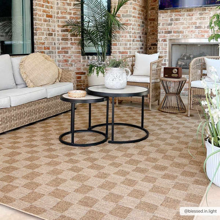 Kuval Checkered Brown Rug Rugs TriadCommerceInc