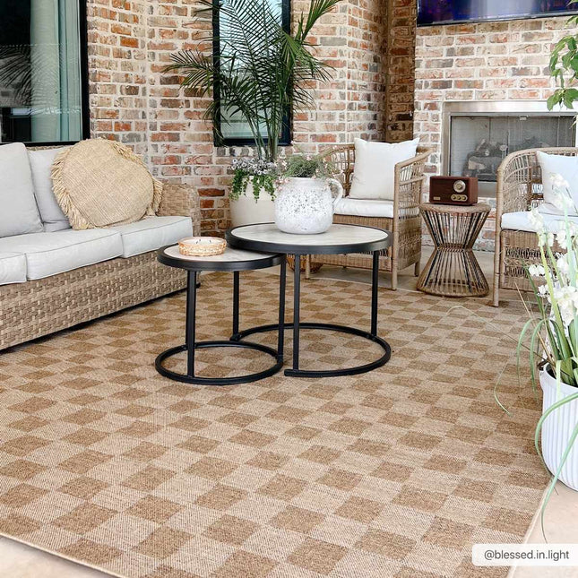 Kuval Checkered Brown Rug Rugs TriadCommerceInc
