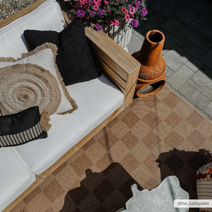 Kuval Checkered Brown Rug Rugs TriadCommerceInc