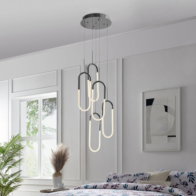 LED Five Clips Chandelier // Chrome Chandeliers TriadCommerceInc   