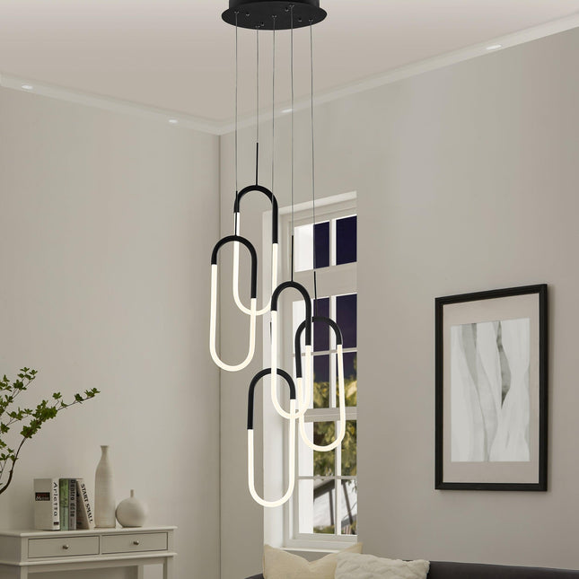 LED Five Clips Chandelier Matte Black Modern Pendant Light Home Decor > Lighting > Ceiling Lights > Chandelier TriadCommerceInc