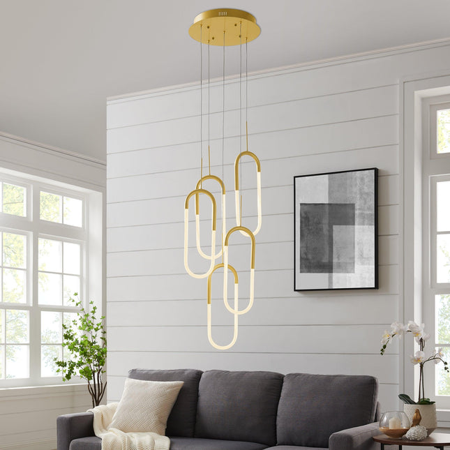 LED Five Clips Chandelier //  Sandy Gold Chandeliers TriadCommerceInc   