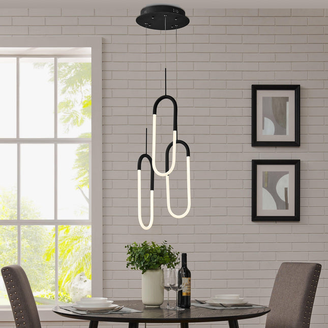 LED Three Clips Chandelier // Matte Black Chandeliers TriadCommerceInc   