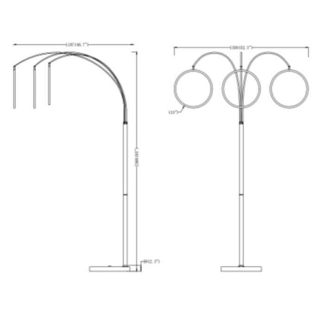 LED Three Ring Hong Kong  Arc Floor lamp // Chrome, Not Dimmable Floor Lamps TriadCommerceInc   