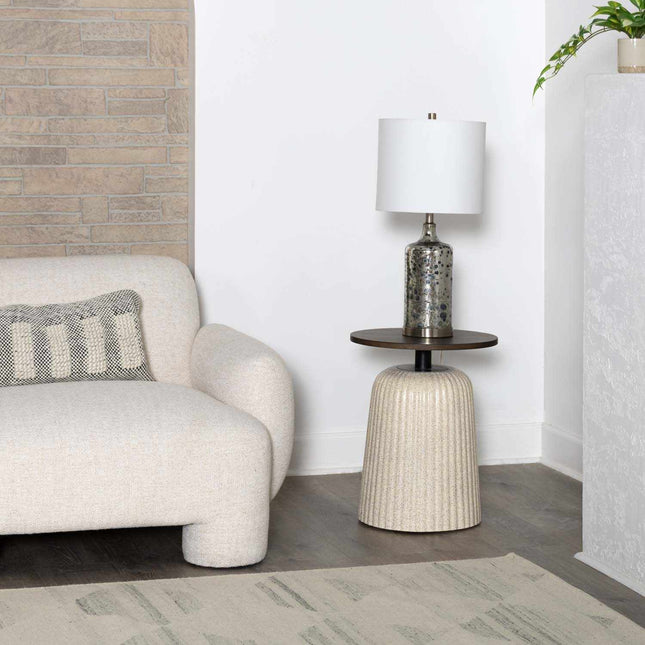 Lentner Ribbed White Ceramic Table Lamp Table Lamps TriadCommerceInc