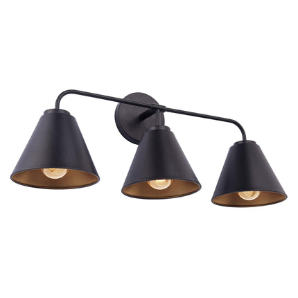 Loft Lantern Modern 3-Light Vanity Light Black Steel Home Decor > Lighting > Wall Lighting > Wall Sconces TriadCommerceInc