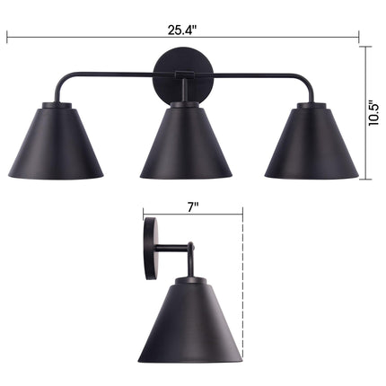 Loft Lantern Modern 3-Light Vanity Light Black Steel Home Decor > Lighting > Wall Lighting > Wall Sconces TriadCommerceInc