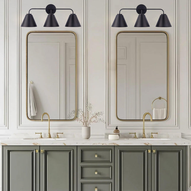 Loft Lantern Modern 3-Light Vanity Light Black Steel Home Decor > Lighting > Wall Lighting > Wall Sconces TriadCommerceInc