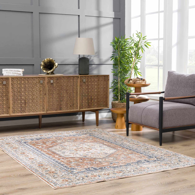 Gael Rust Flat Pile Washable Rug Rugs TriadCommerceInc