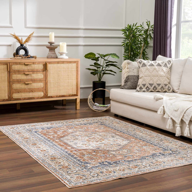 Gael Rust Flat Pile Washable Rug Rugs TriadCommerceInc