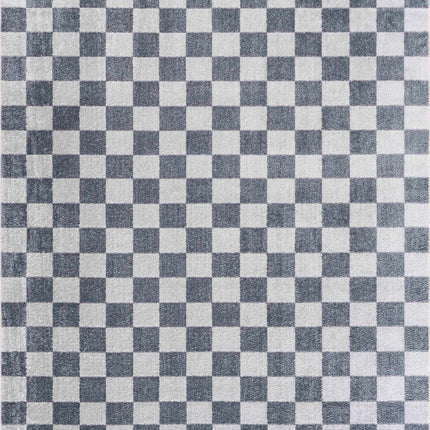Alie Blue Gray Checkered Washable Rug Rugs TriadCommerceInc