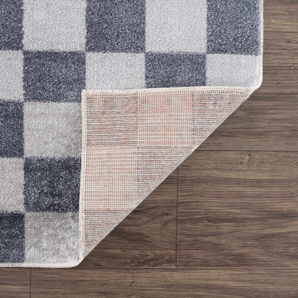 Alie Blue Gray Checkered Washable Rug Rugs TriadCommerceInc