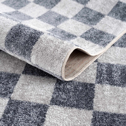 Alie Blue Gray Checkered Washable Rug Rugs TriadCommerceInc