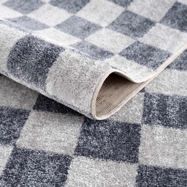 Alie Blue Gray Checkered Washable Rug Rugs TriadCommerceInc