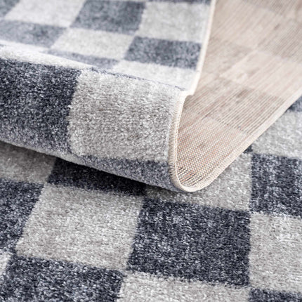 Alie Blue Gray Checkered Washable Rug Rugs TriadCommerceInc