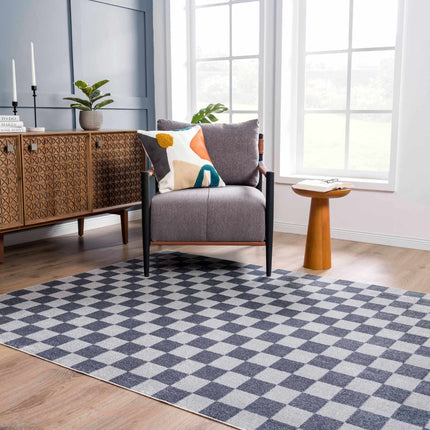 Alie Blue Gray Checkered Washable Rug Rugs TriadCommerceInc
