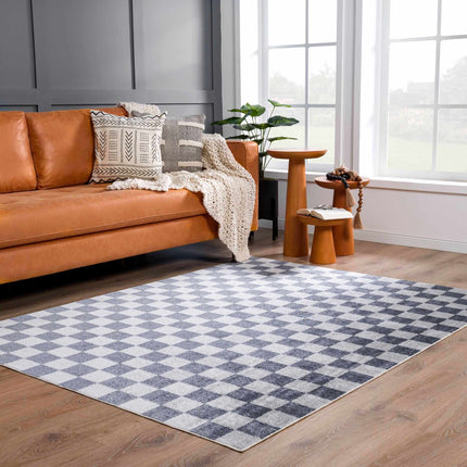 Alie Blue Gray Checkered Washable Rug Rugs TriadCommerceInc