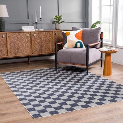 Alie Blue Gray Checkered Washable Rug Rugs TriadCommerceInc