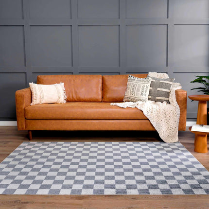 Alie Blue Gray Checkered Washable Rug Rugs TriadCommerceInc