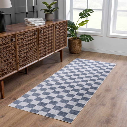 Alie Blue Gray Checkered Washable Rug Rugs TriadCommerceInc