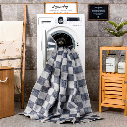 Alie Blue Gray Checkered Washable Rug Rugs TriadCommerceInc