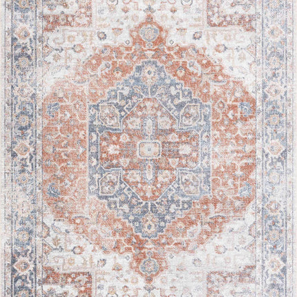 Akram Gray & Orange Washable Area Rug - Clearance Rugs TriadCommerceInc