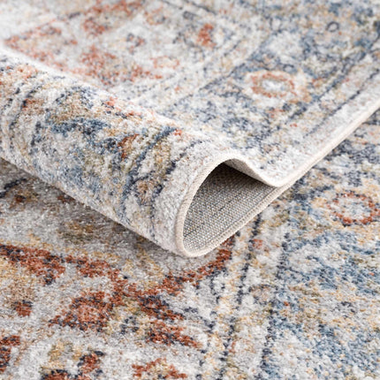 Akram Gray & Orange Washable Area Rug - Clearance Rugs TriadCommerceInc