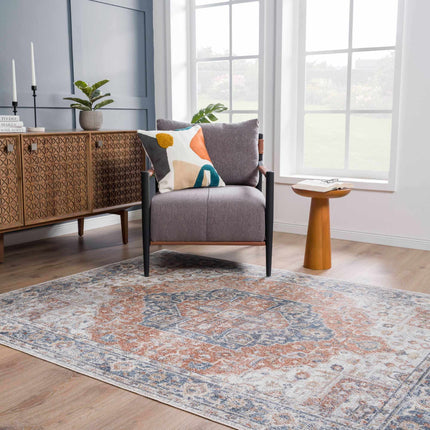 Akram Gray & Orange Washable Area Rug - Clearance Rugs TriadCommerceInc