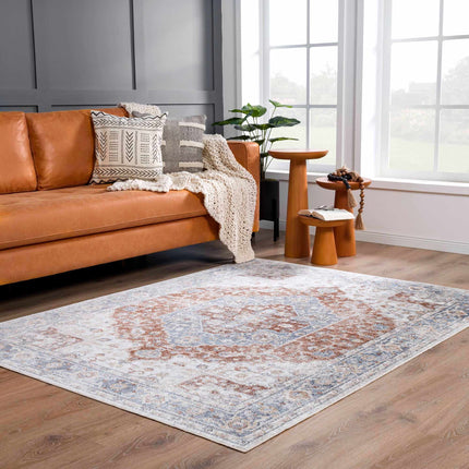 Akram Gray & Orange Washable Area Rug - Clearance Rugs TriadCommerceInc