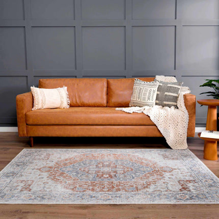 Akram Gray & Orange Washable Area Rug - Clearance Rugs TriadCommerceInc
