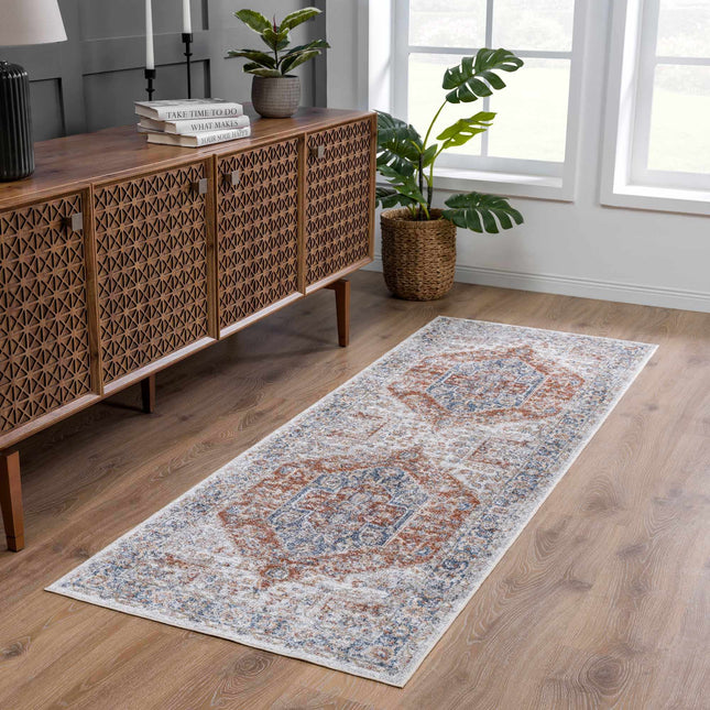 Akram Gray & Orange Washable Area Rug - Clearance Rugs TriadCommerceInc