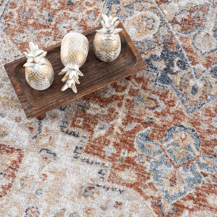 Akram Gray & Orange Washable Area Rug - Clearance Rugs TriadCommerceInc