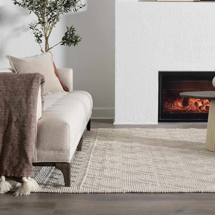 Ramsbury Beige Trellis Wool Rug Rugs TriadCommerceInc
