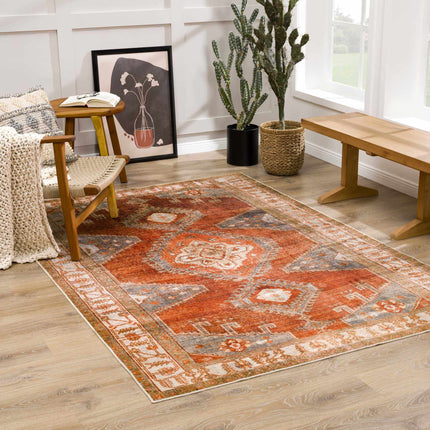 Kullar Orange Washable Area Rug Rugs TriadCommerceInc