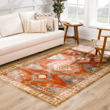 Kullar Orange Washable Area Rug Rugs TriadCommerceInc 2' x 3' Rectangle