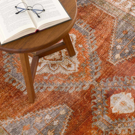 Kullar Orange Washable Area Rug Rugs TriadCommerceInc