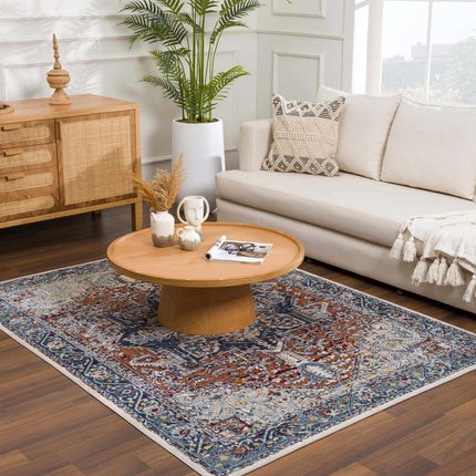 Cabacungan Blue & Rust Washable Area Rug - Clearance Rugs TriadCommerceInc