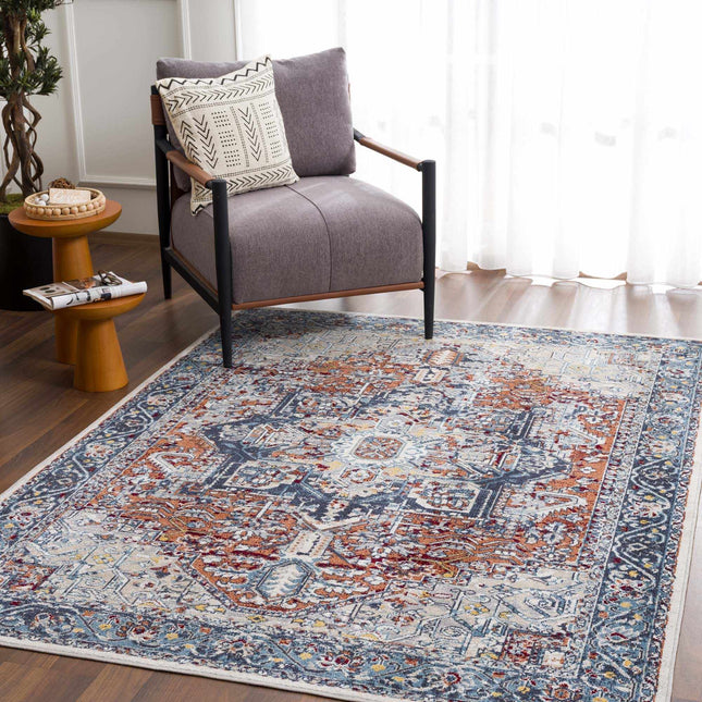 Cabacungan Blue & Rust Washable Area Rug - Clearance Rugs TriadCommerceInc