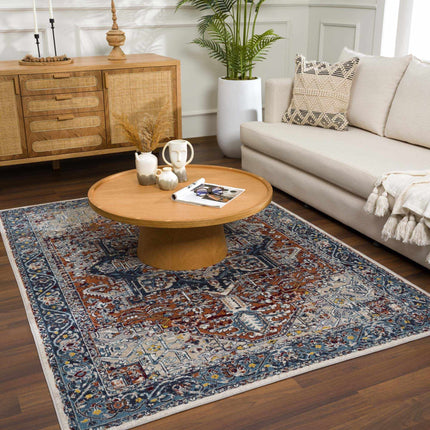 Cabacungan Blue & Rust Washable Area Rug - Clearance Rugs TriadCommerceInc