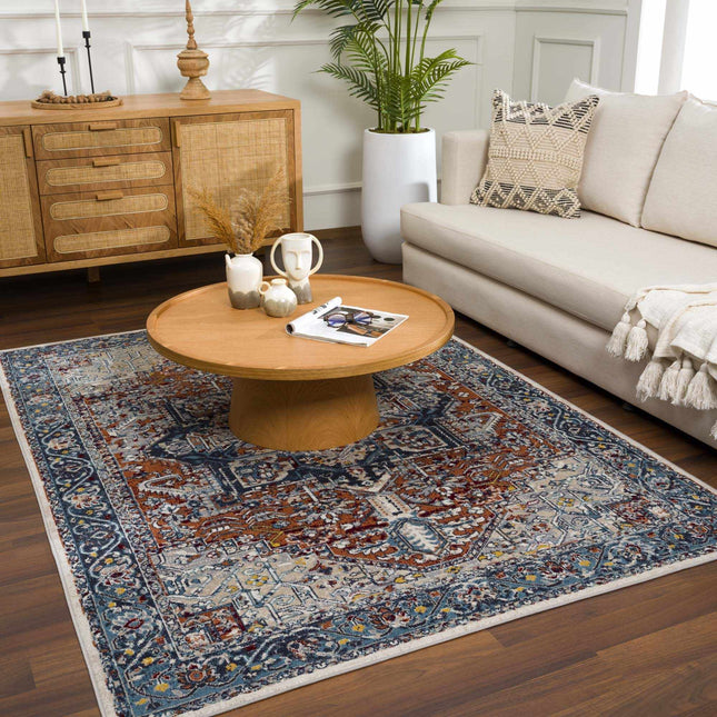 Cabacungan Blue & Rust Washable Area Rug - Clearance Rugs TriadCommerceInc