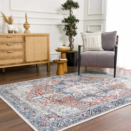 Cabacungan Blue & Rust Washable Area Rug - Clearance Rugs TriadCommerceInc 5'3" x 7' Rectangle