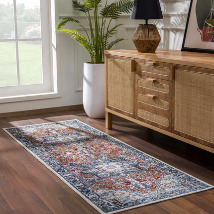 Cabacungan Blue & Rust Washable Area Rug - Clearance Rugs TriadCommerceInc